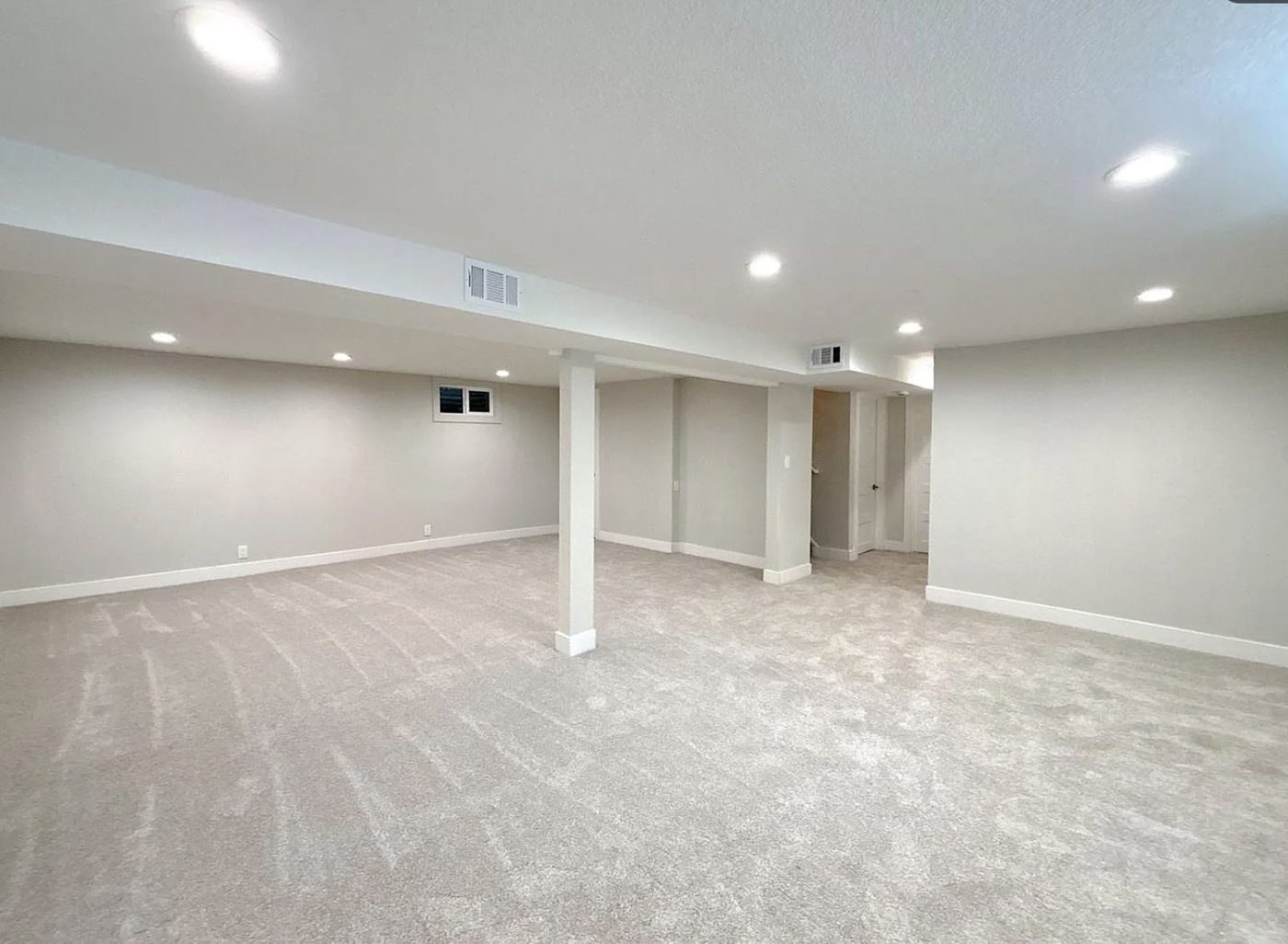The same basement later, cleared and finished